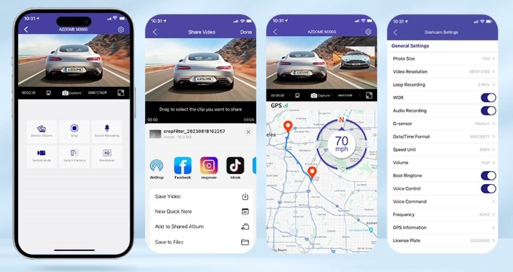 Illustration de l'application mobile de la dashcam M300S