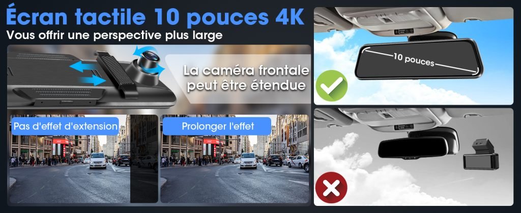 La caméra frontale de la T79N peut être étendue et sans effet d'extension.