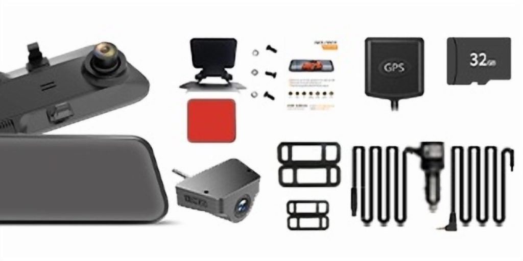 Le contenu du paquet de la dashcam rétroviseur WOLFBOX G900.