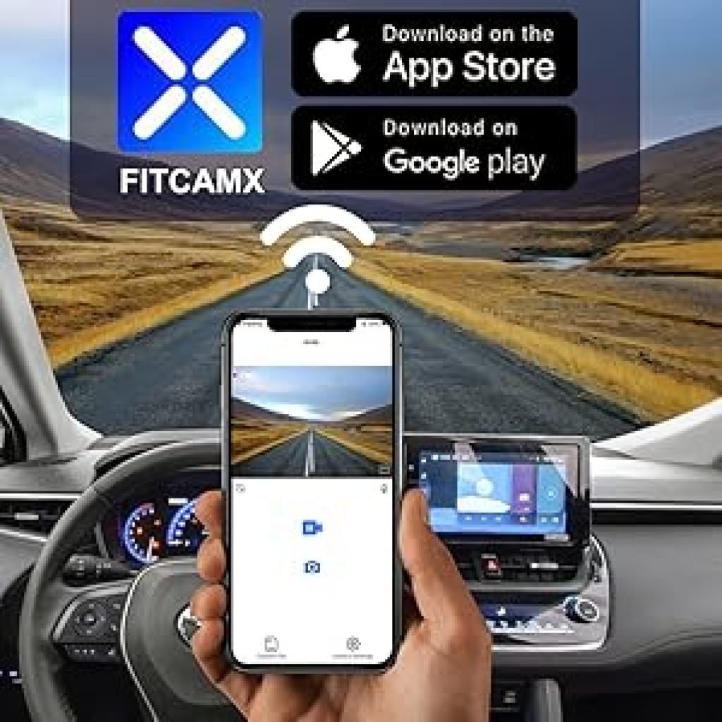 La FITCAMX Audi permet de contrĂŽler et visionner les enregistrements via l'application "FITCAMX", compatible iOS et Android.
