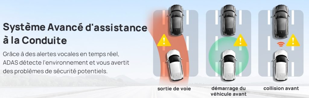 La 70Mai A510 dispose d'un système ADAS qui détecte les sorties de voie et les collisions avant. 